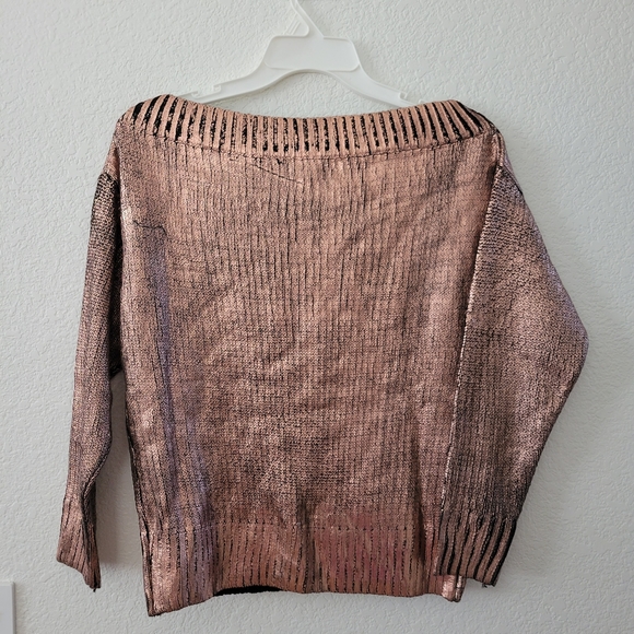 superdown Shiny Bronze Off-the-Shoulder Sweater - Picture 11 of 14